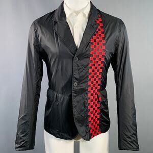 HAIDER ACKERMANN Size M Black Red Checkered Notch Lapel Sport Coat
